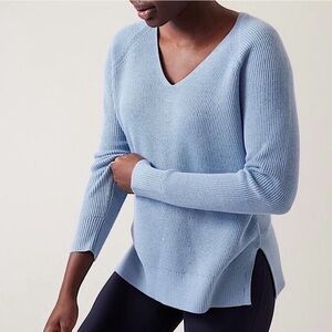 athleta | baby blue “hanover refined v-neck sweater”